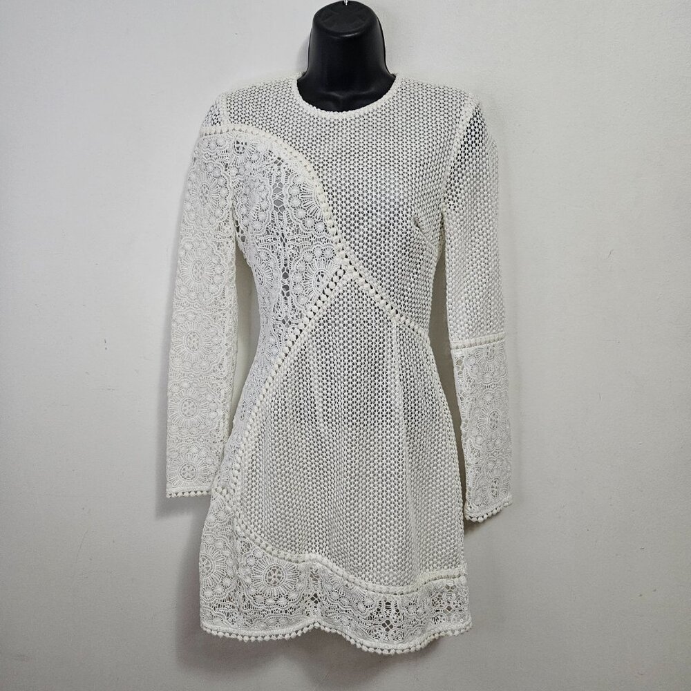Zimmermann Anais Guipure Lace Mini Dress XS Open Back White - Picture 3 of 14